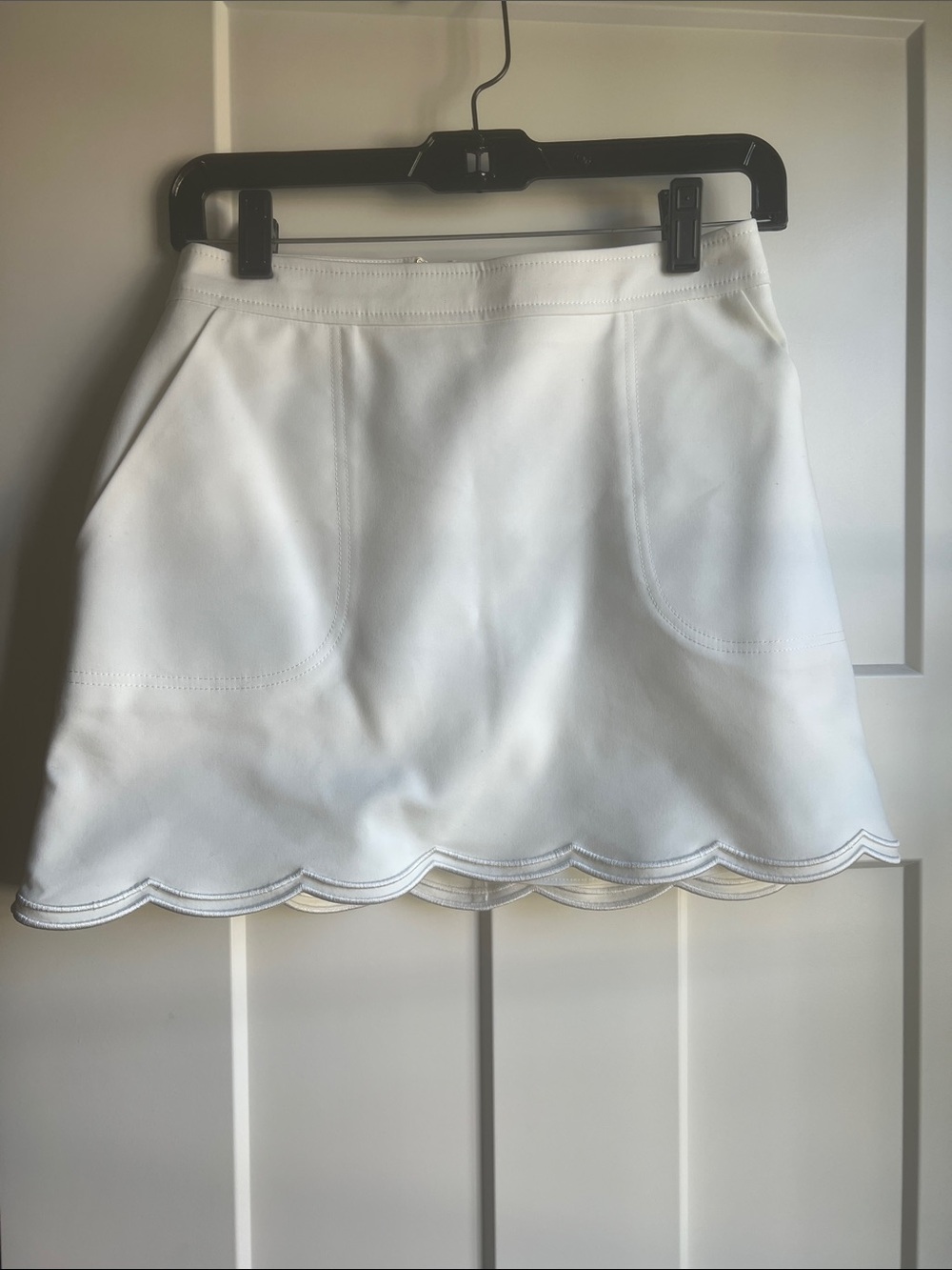 Ramy Brook White Scalloped-Hem A-Line Skirt